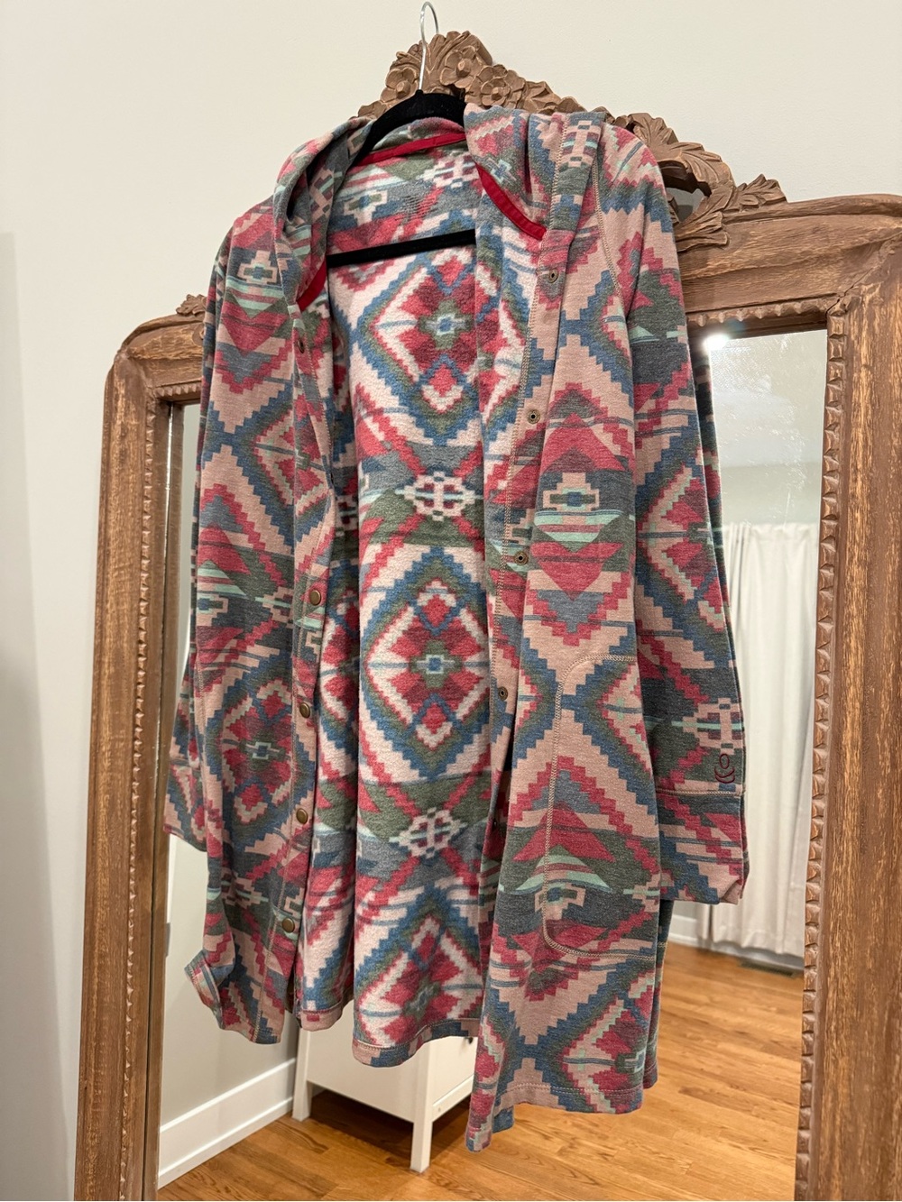 Cuddl Duds hooded Aztec-print fleece cardigan-large
